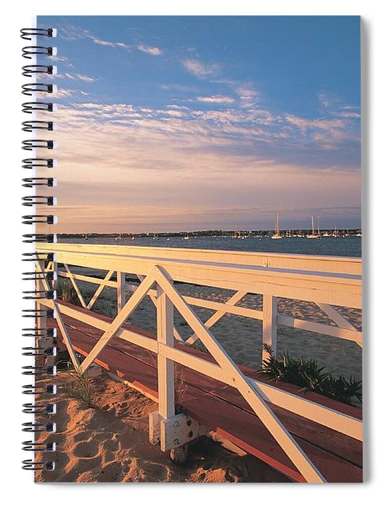 Dawn Spiral Notebook featuring the photograph Lighthouse At Sunrise, Nantucket, Ma by Walter Bibikow