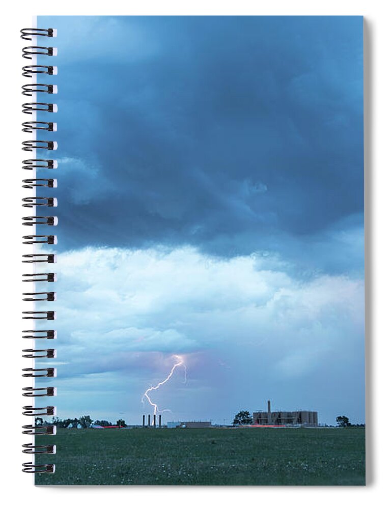 Lightning Spiral Notebook featuring the photograph Lightning and Gas Fracking by James BO Insogna