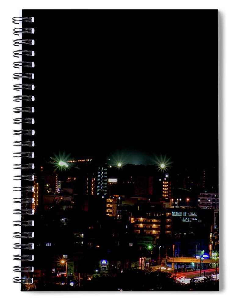 58 Spiral Notebook featuring the photograph Lights of the city by Eric Hafner