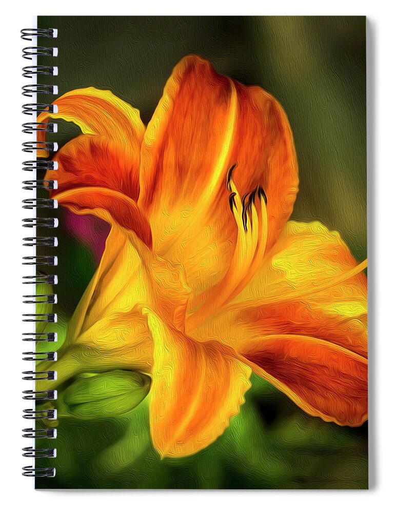 Daylily Spiral Notebook featuring the photograph Texas Lily of The Day by Harriet Feagin