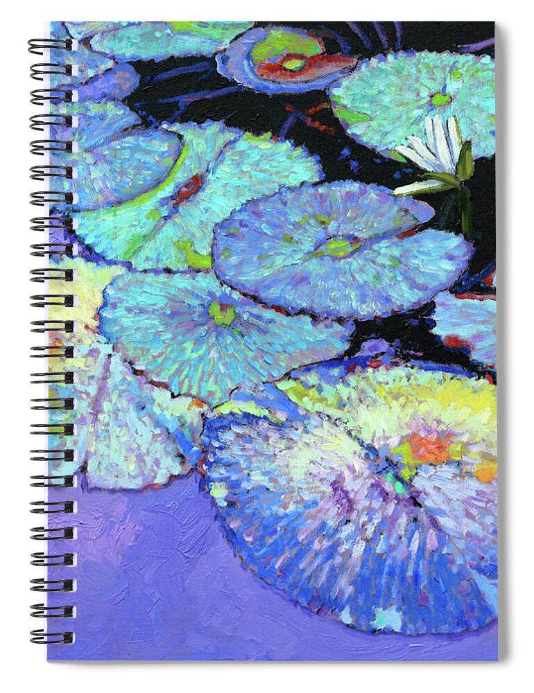 Water Lily Spiral Notebook featuring the painting Lily Pad Composition by John Lautermilch