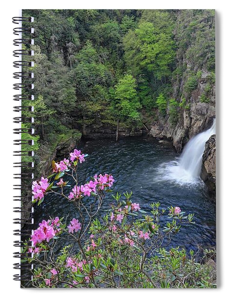 Waterfall Spiral Notebook featuring the photograph Linville Flower Falls by Chris Berrier