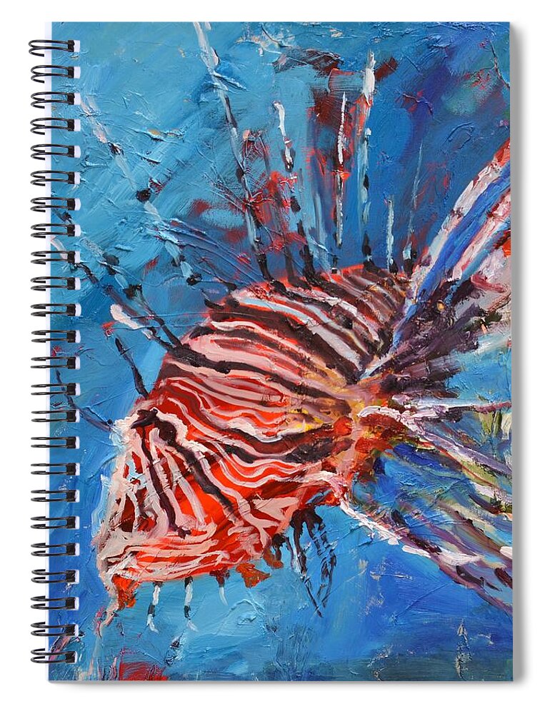 Pterois Spiral Notebook featuring the painting Lionfish Painting by Donna Tuten
