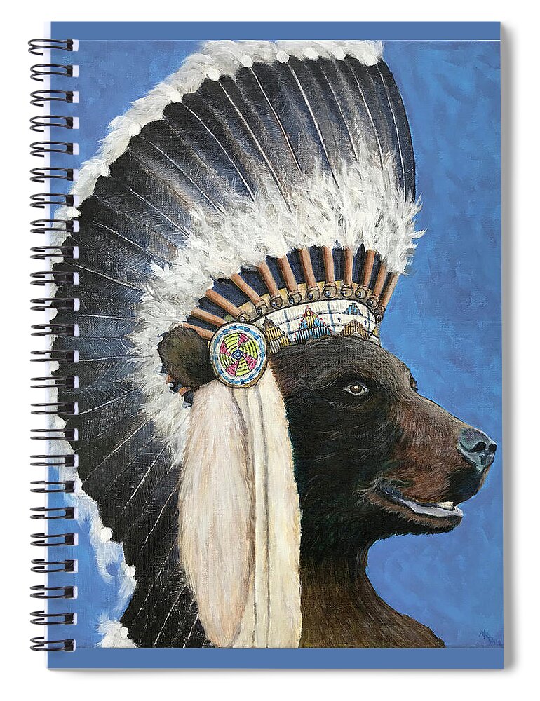 Bear Spiral Notebook featuring the painting Little Bear by Mr Dill