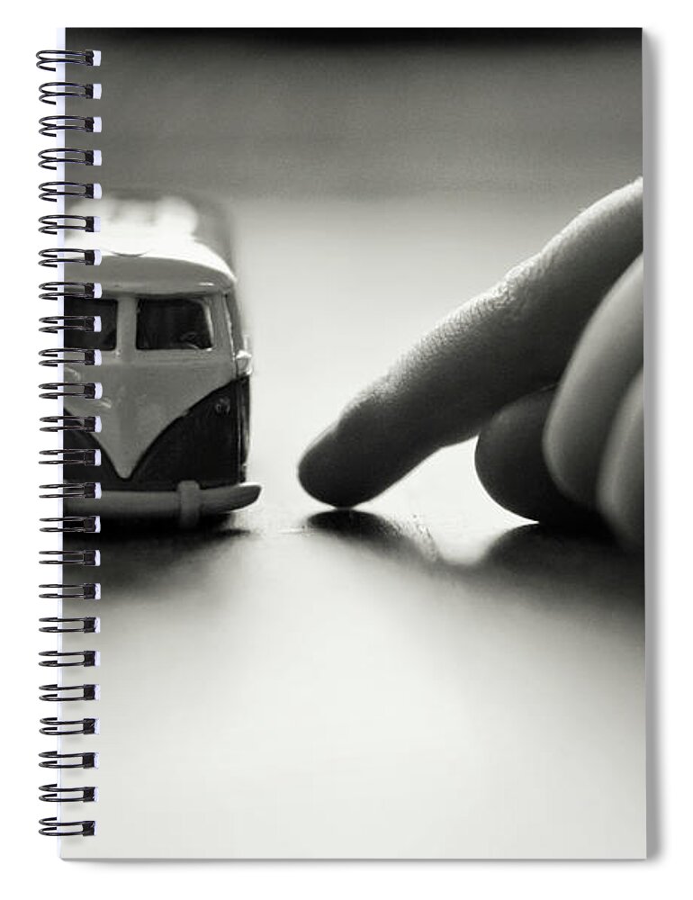 Child Spiral Notebook featuring the photograph Little Boys Hand With Toy Camper Van by Images By Victoria J Baxter