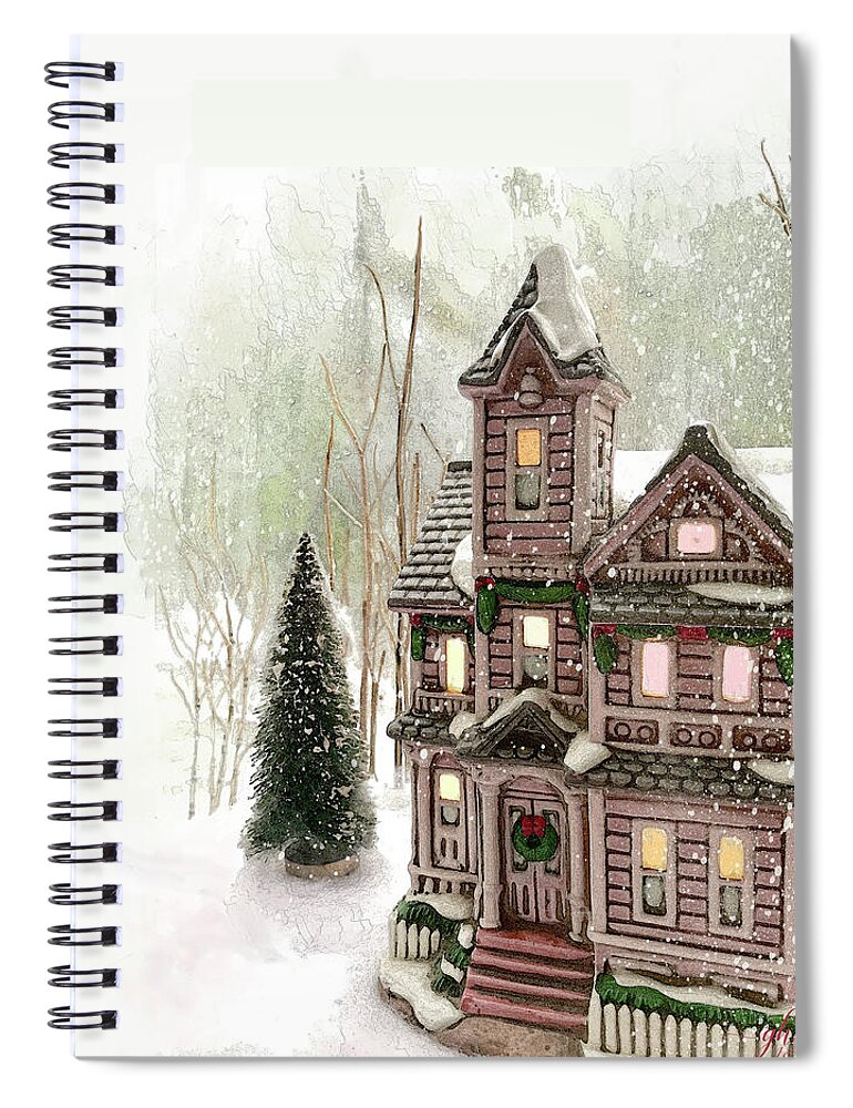 Holiday Spiral Notebook featuring the digital art Little Christmas by Gina Harrison