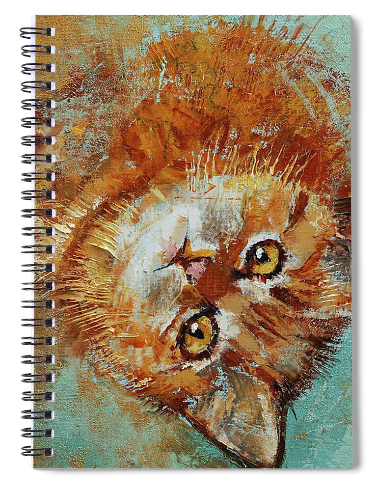 Cat Spiral Notebook featuring the painting Little Tiger by Michael Creese
