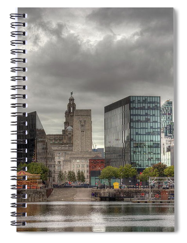 Liverpool Spiral Notebook featuring the photograph Liverpool Waterfront And Dock by Jeff Townsend