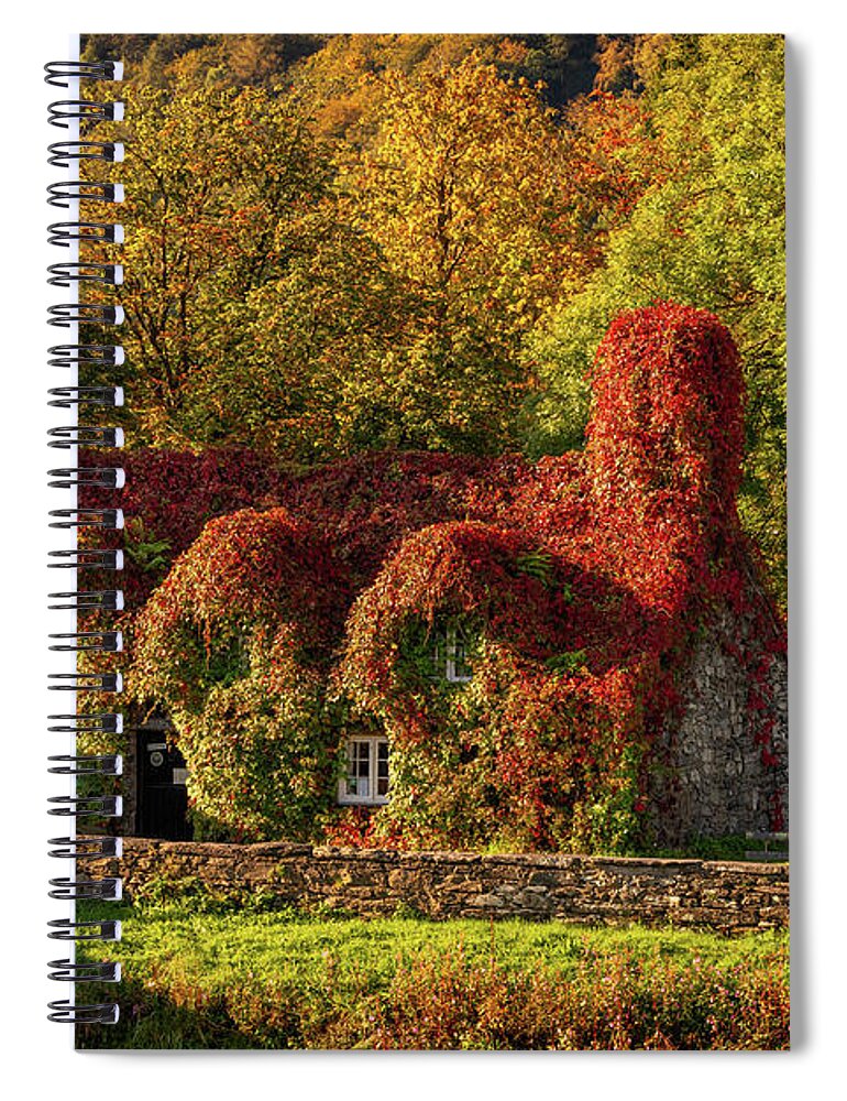 Tu Hwnt I'r Bont Spiral Notebook featuring the photograph Llanrwst Tea Room Autumn by Adrian Evans