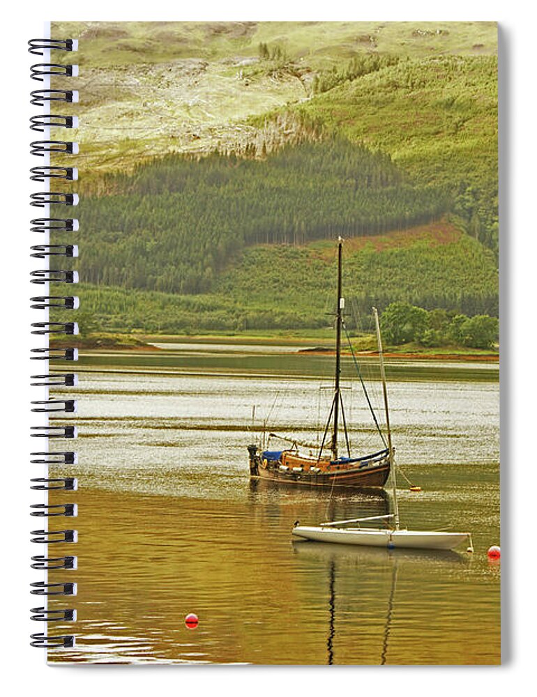 Scotland Spiral Notebook featuring the photograph Loch Leven. The Boats At Ballachulish by Lachlan Main