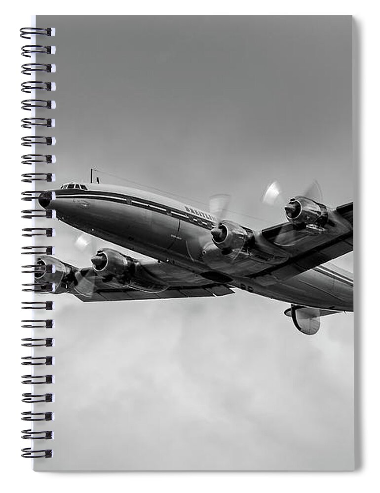 Lockheed Constellation Connie B&w Spiral Notebook featuring the photograph Lockheed Breitling Super Constellation by Andy Myatt