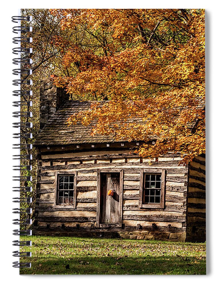 Fall Spiral Notebook featuring the photograph Log Cabin--Fall by Don Johnson