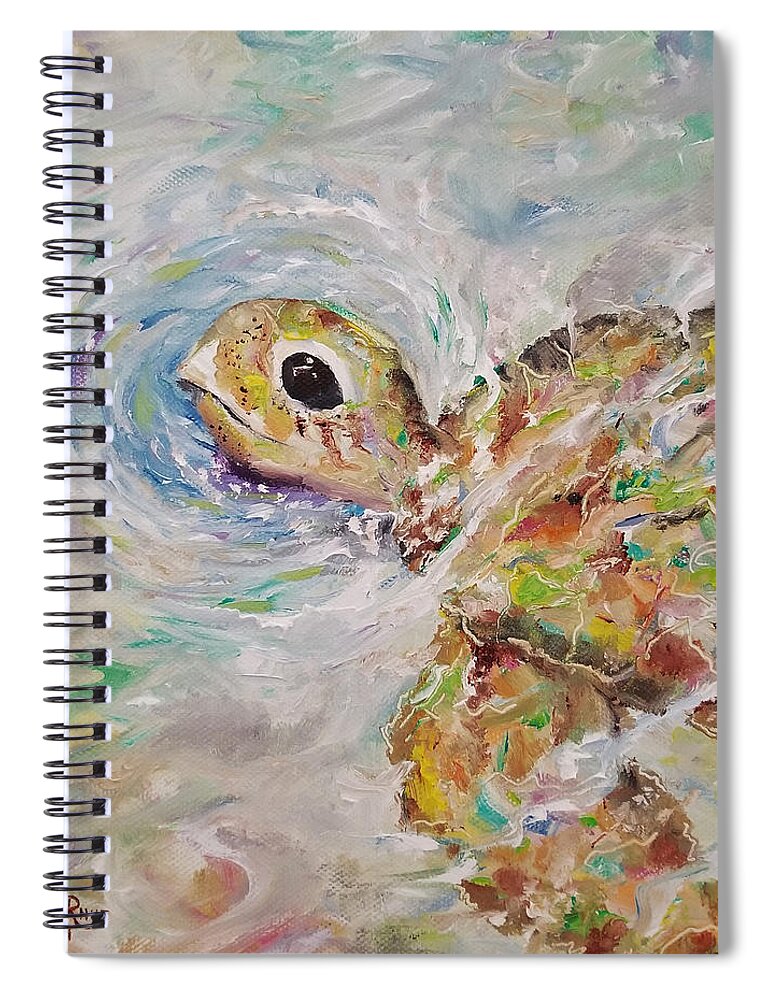 Turtle Spiral Notebook featuring the painting Loggerhead Lift by Judith Rhue
