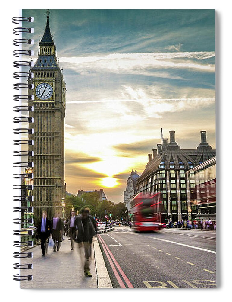Gothic Style Spiral Notebook featuring the photograph London On The Move by Xavierarnau
