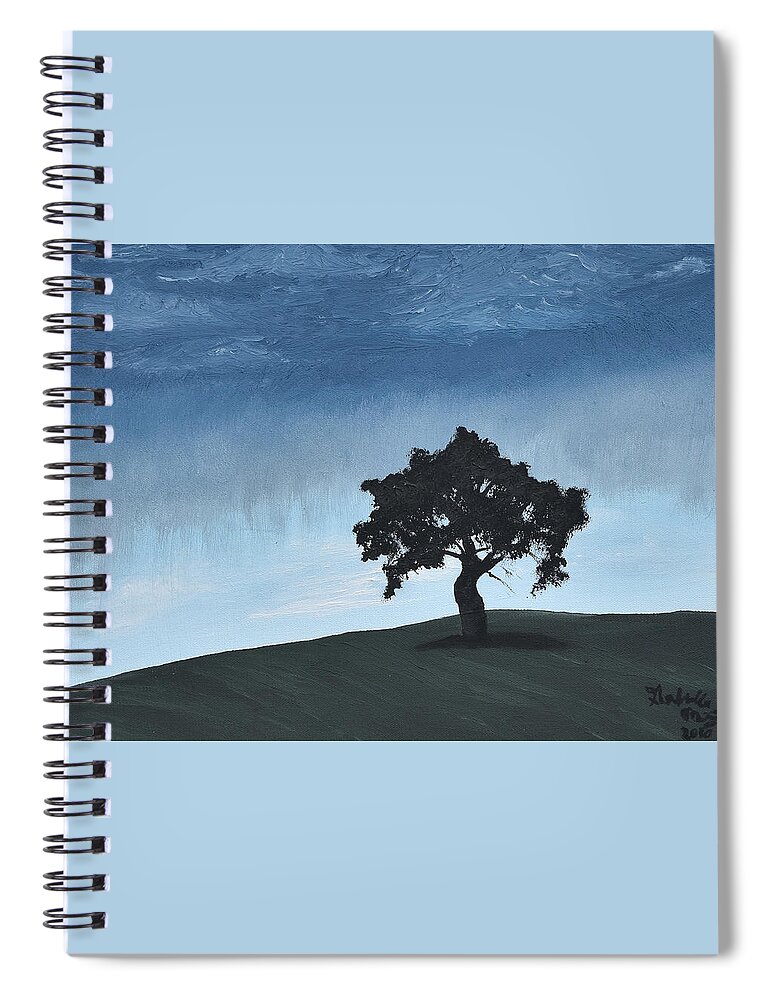 Landscape Spiral Notebook featuring the painting Lone Tree by Gabrielle Munoz