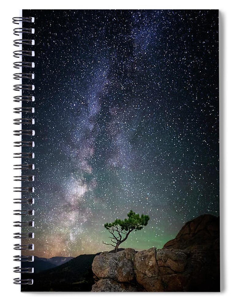 Lone Spiral Notebook featuring the photograph Lone Tree Under the Milky Way by David Soldano