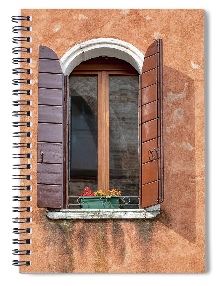 Venice Spiral Notebook featuring the photograph Lone Window of Venice by David Letts