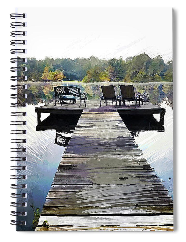 Lake Spiral Notebook featuring the photograph Lonely Lake Pier by GW Mireles