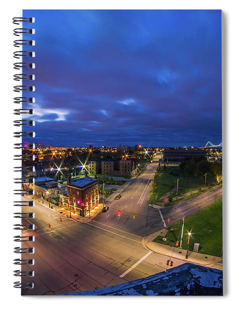 Detroit Spiral Notebook featuring the photograph Looking down on Corktown by Jay Smith