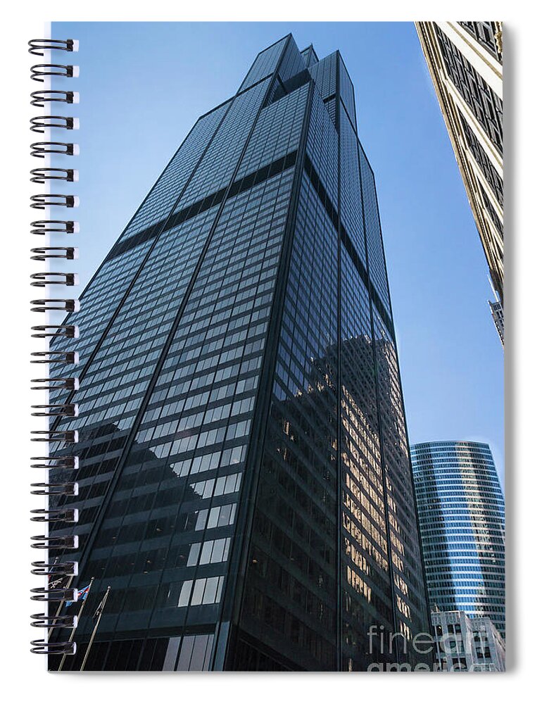 Willis Tower Spiral Notebook featuring the photograph Looking Up Willis Tower by Jennifer White