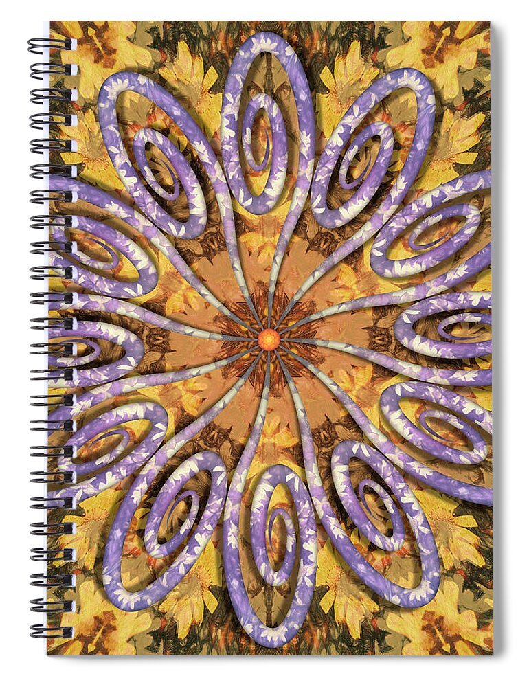 Spin-flower Mandalas Spiral Notebook featuring the digital art Loopsy Daisy by Becky Titus