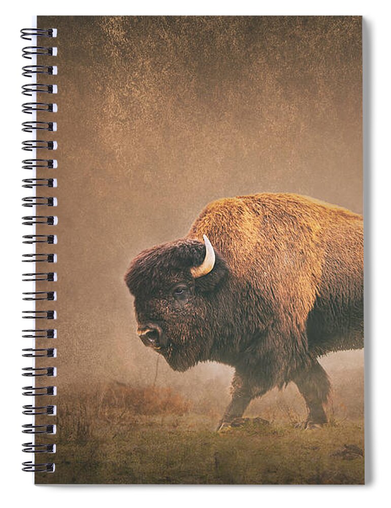 Bison Spiral Notebook featuring the photograph Lord Buffalo by Ron McGinnis