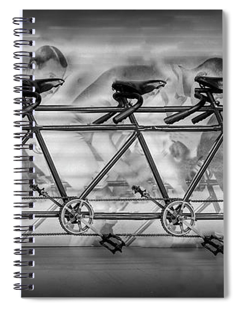 Fall Spiral Notebook featuring the photograph Lots of Wheels in Black and White by Debra and Dave Vanderlaan
