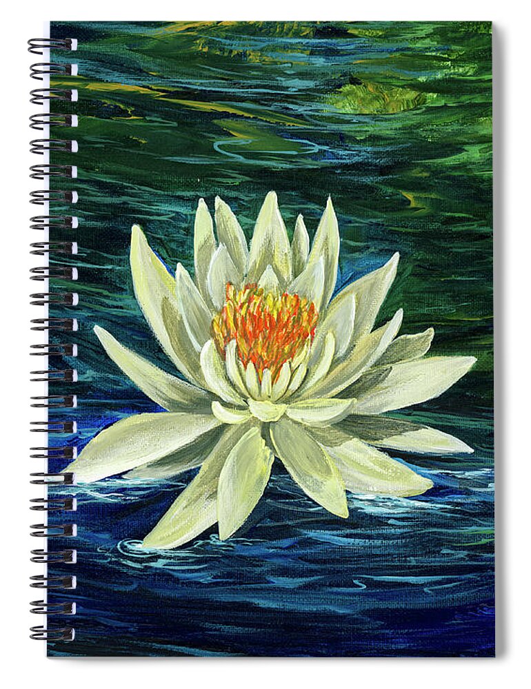  Flower Spiral Notebook featuring the painting Lotus Flower by Darice Machel McGuire