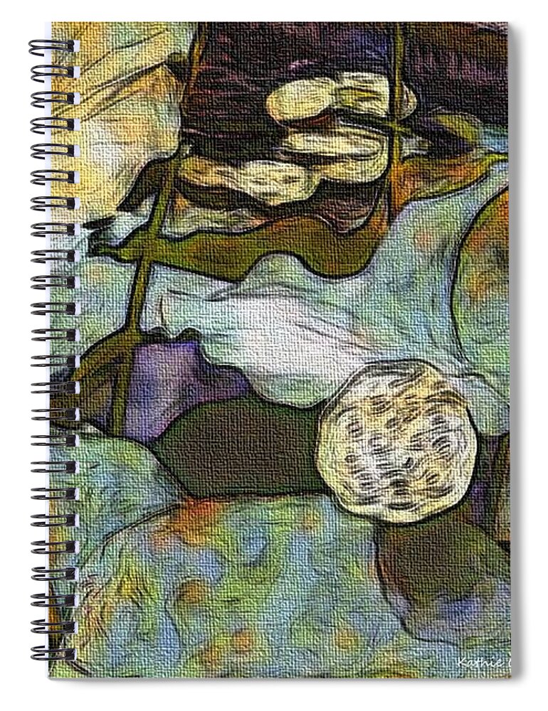 Photography Spiral Notebook featuring the digital art Lotus Pods by Kathie Chicoine