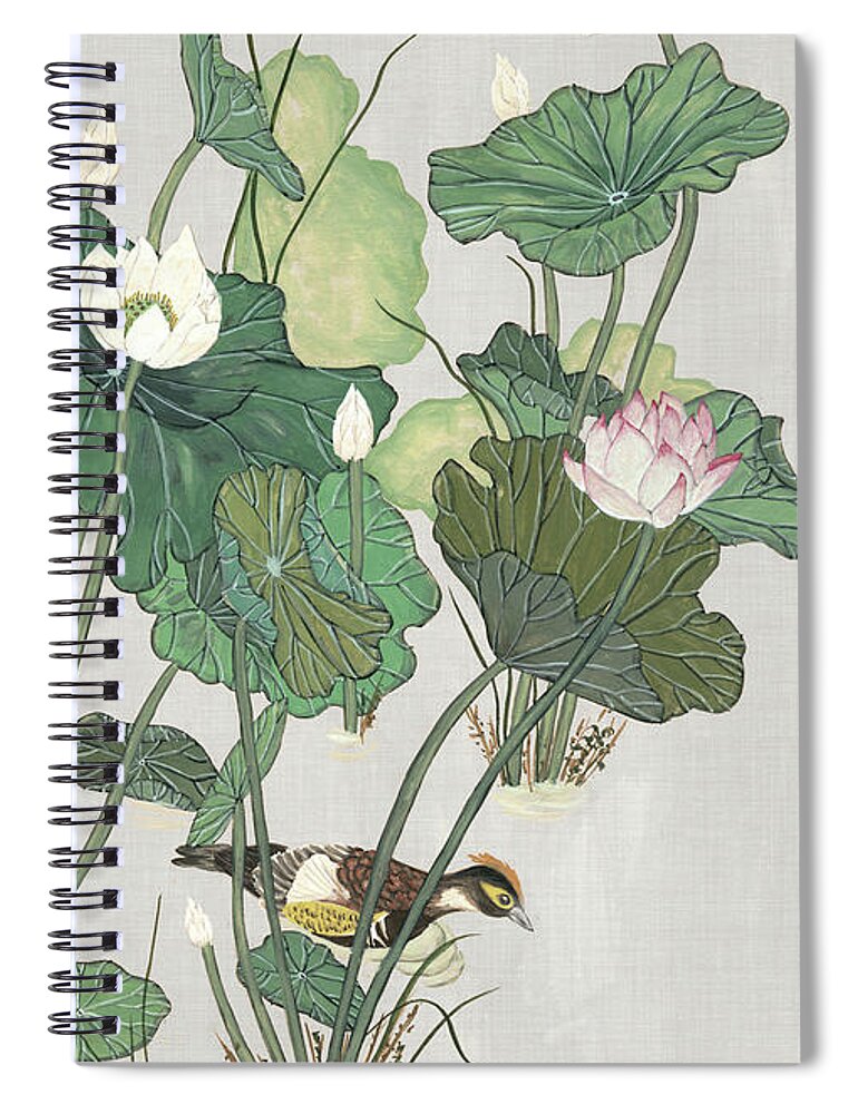 Asian Spiral Notebook featuring the painting Lotus Pond I by Melissa Wang