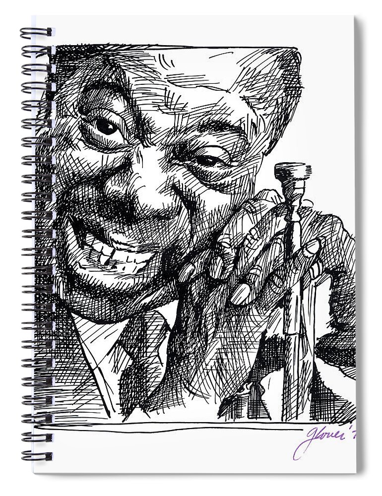 Louis Armstrong Spiral Notebook featuring the painting Louis Armstrong by David Lloyd Glover
