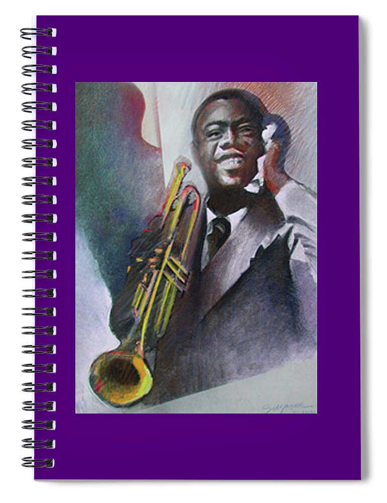 Louis Armstrong Spiral Notebook featuring the painting Louis Armstrong by Suzanne Giuriati Cerny
