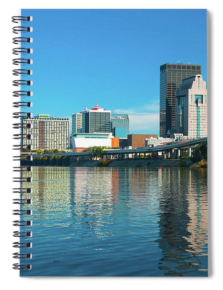 Downtown District Spiral Notebook featuring the photograph Louisville Skyline And River Reflection by Davel5957