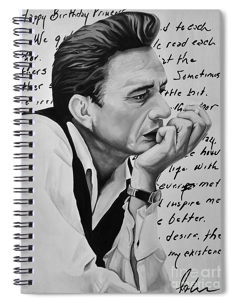 Johnny Cash Spiral Notebook featuring the painting Love Letter by Ashley Lane