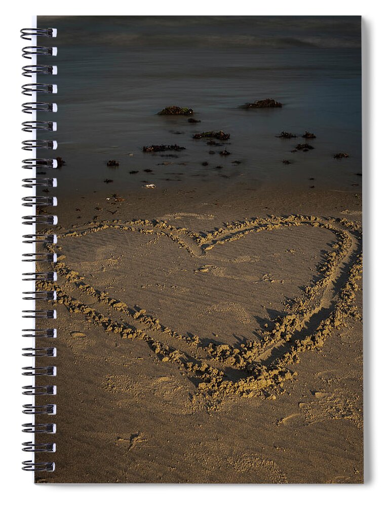 Love Spiral Notebook featuring the photograph Love on the Beach by Vicky Edgerly