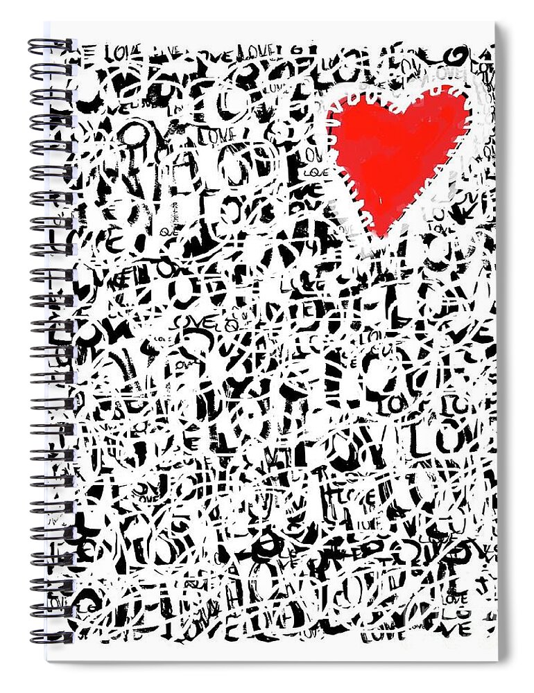 Love Spiral Notebook featuring the digital art Love Red heart by Vesna Antic