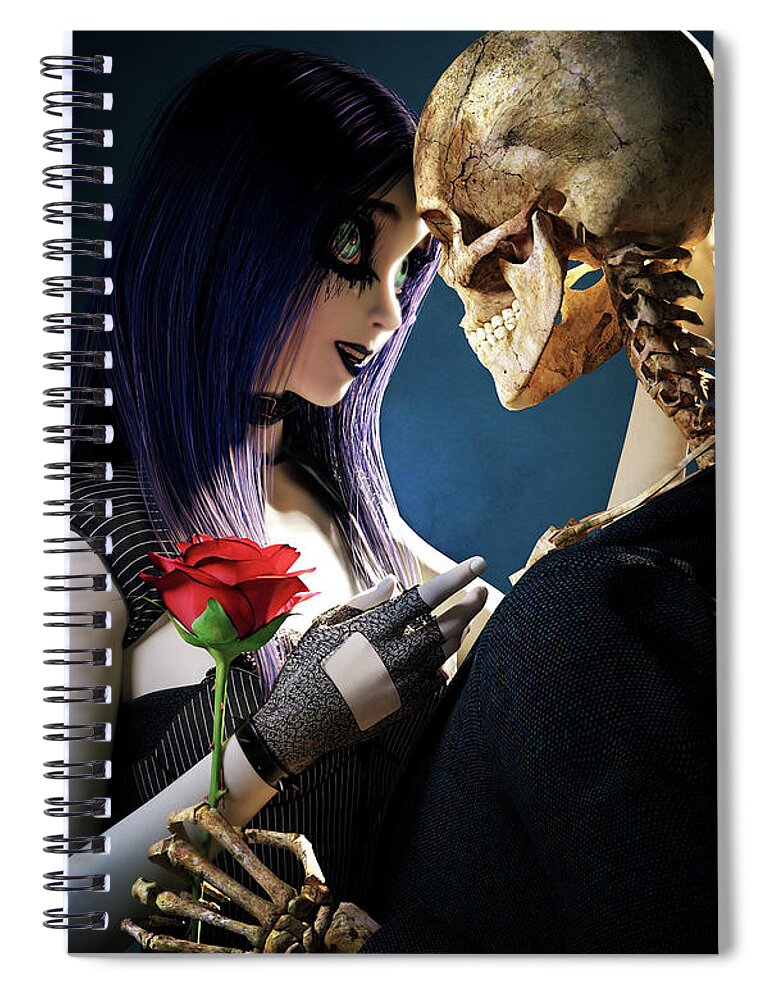 Skeleton Spiral Notebook featuring the digital art Love by Robert Hazelton