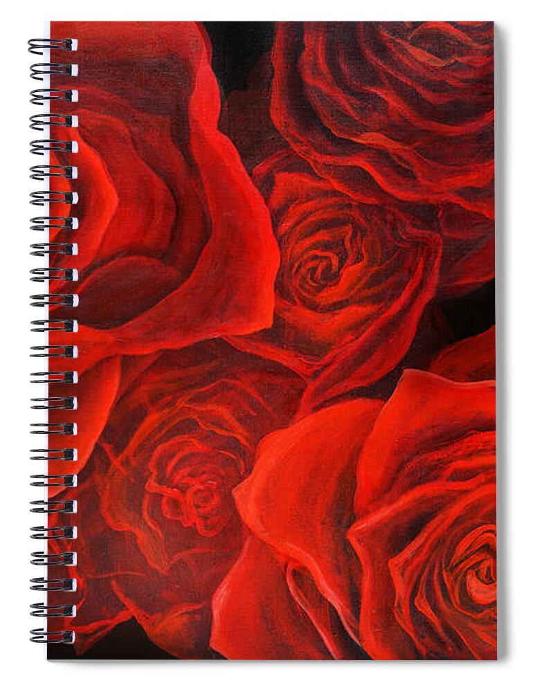 Rose Spiral Notebook featuring the painting Love Roses by Lynne Pittard