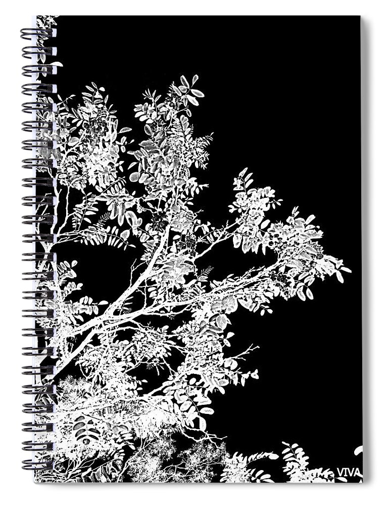 Lovely Leaves Spiral Notebook featuring the photograph Lovely Leaves White-On-Black Silhouette by VIVA Anderson