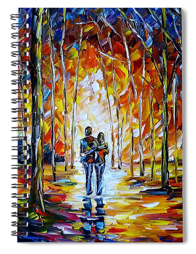 Park Landscape Spiral Notebook featuring the painting Lovers In The Park by Mirek Kuzniar