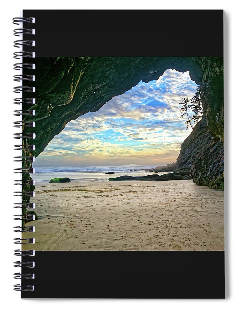 Cave Spiral Notebook featuring the photograph Low Tide View Out Ocean Cave by Robert C Paulson Jr