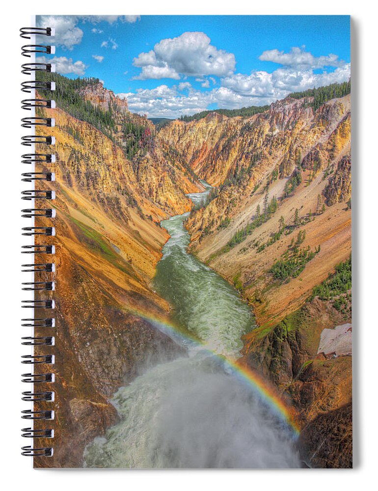 Lower Falls Spiral Notebook featuring the photograph Lower Falls Rainbow 2011-06 02 by Jim Dollar