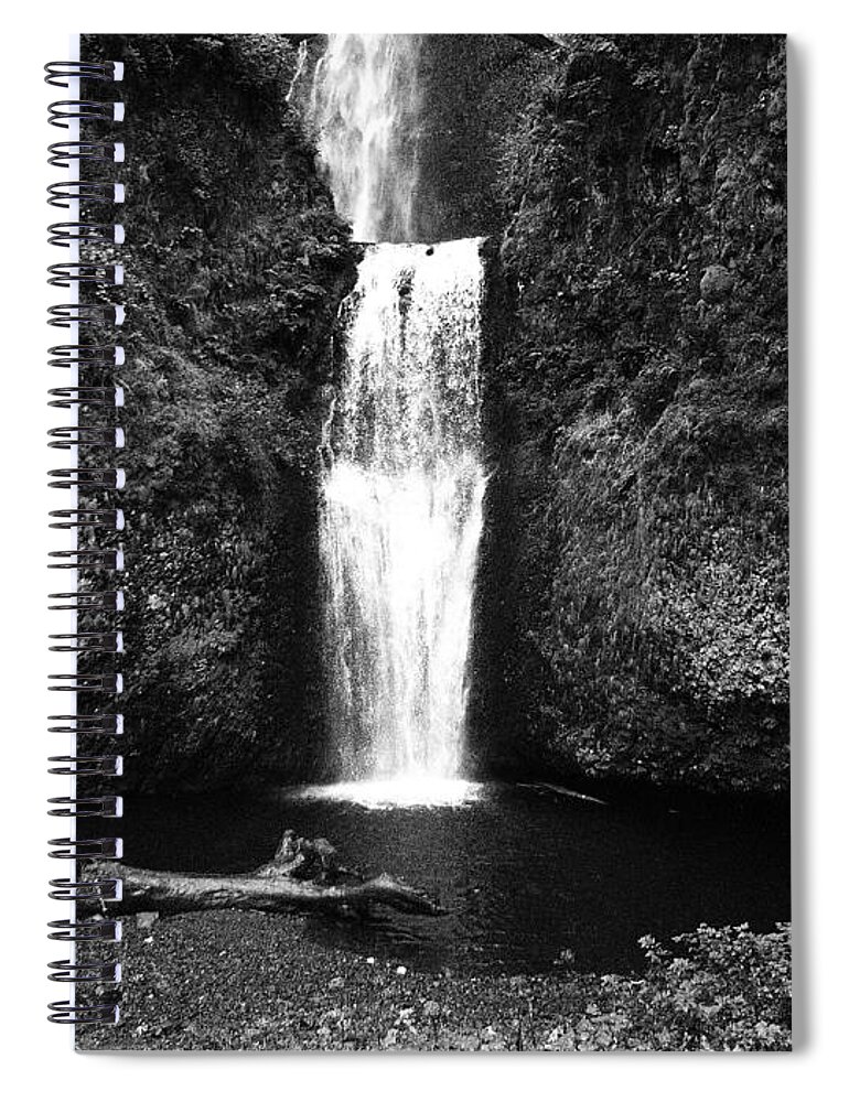 B&w Spiral Notebook featuring the photograph Lower Multnomah Falls by Jean Evans
