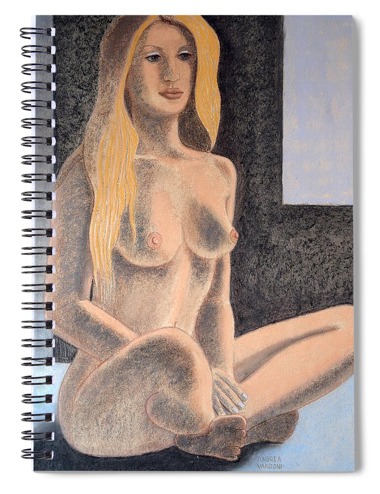 Italian Art Spiral Notebook featuring the drawing Luce by Andrea Vandoni