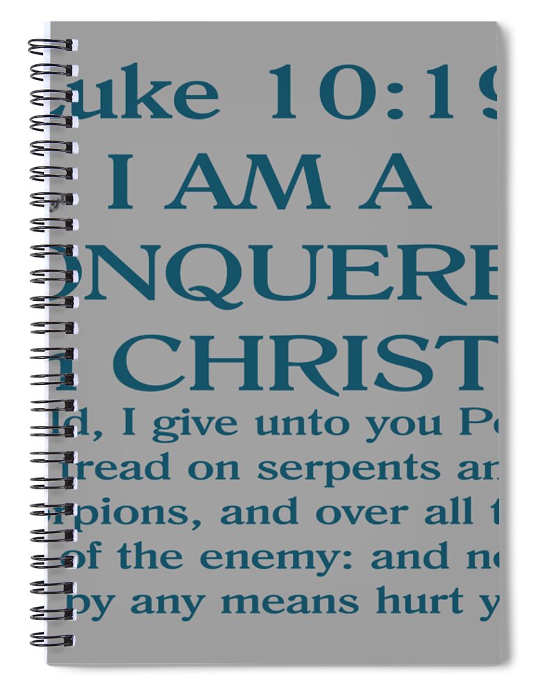  Spiral Notebook featuring the mixed media Luke10 19Tshirt by Lori Tondini