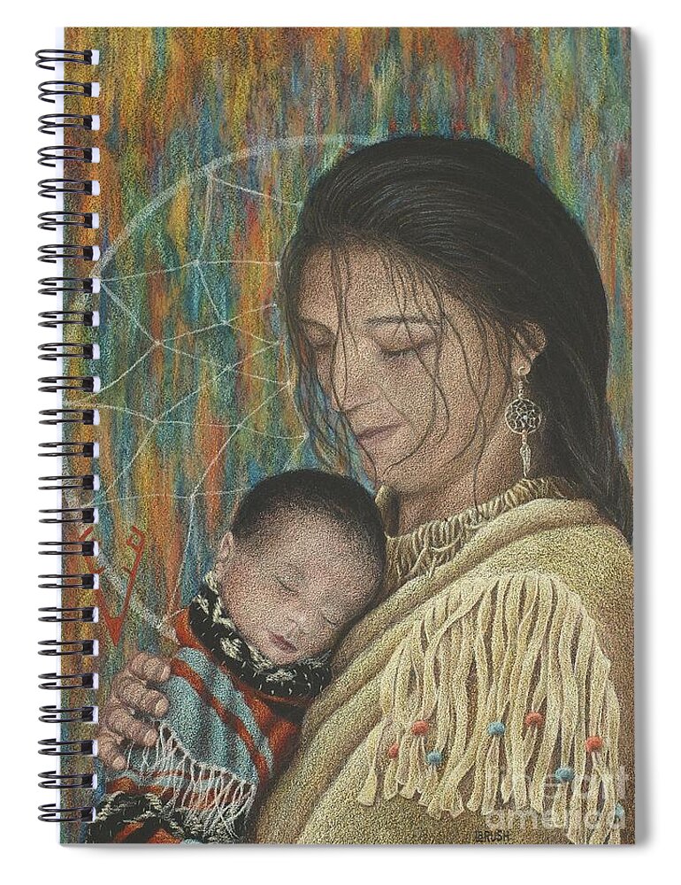 Infant Spiral Notebook featuring the drawing Lullaby of Singing Wind Woman by Lisa Bliss Rush