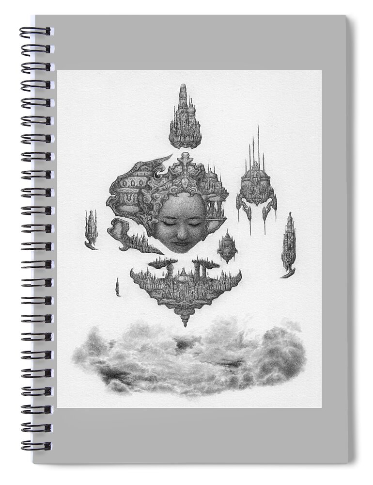  Fantasy Spiral Notebook featuring the drawing Lydia, The Dreaming City - Artwork by Ryan Nieves