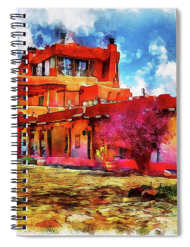 Santa Spiral Notebook featuring the painting Mabel's courtyard in aquarelle by Charles Muhle