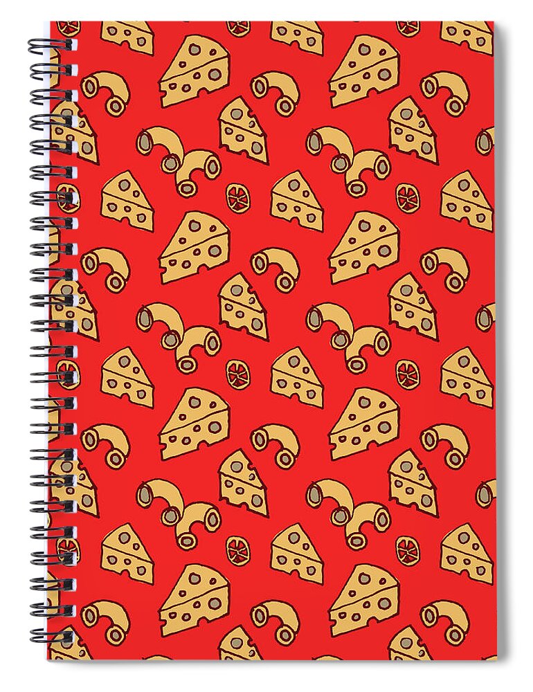 Pattern Spiral Notebook featuring the painting Macaroni and Cheese Pattern by Jen Montgomery