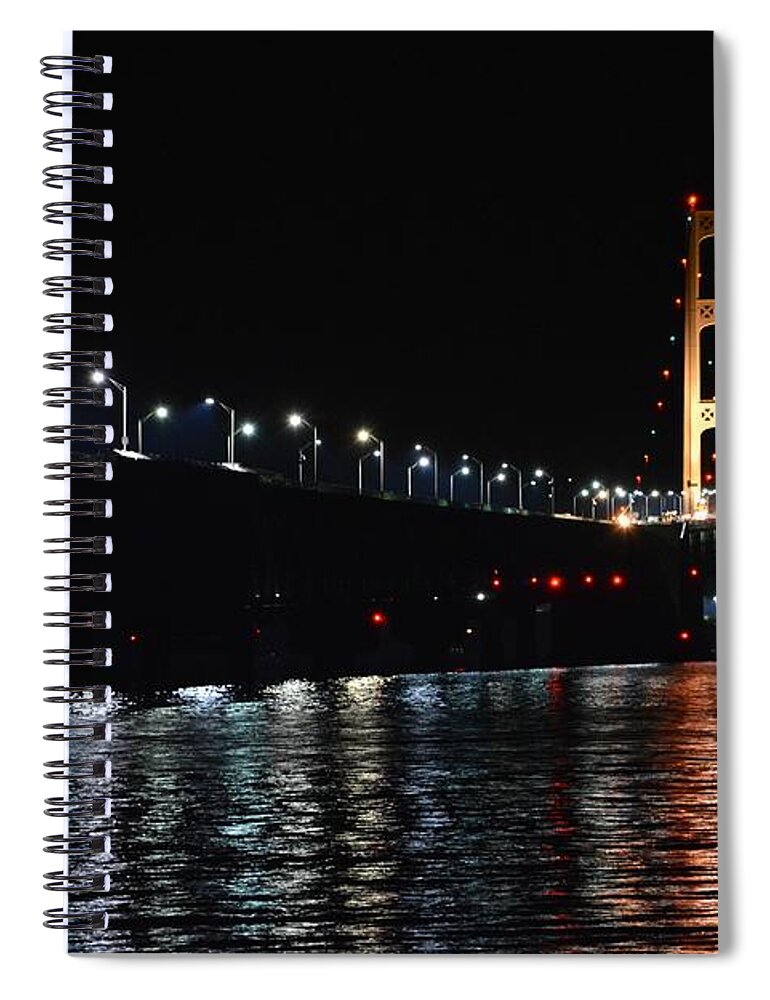 Mackinac Bridge Spiral Notebook featuring the photograph Mackinac Lights by Keith Stokes